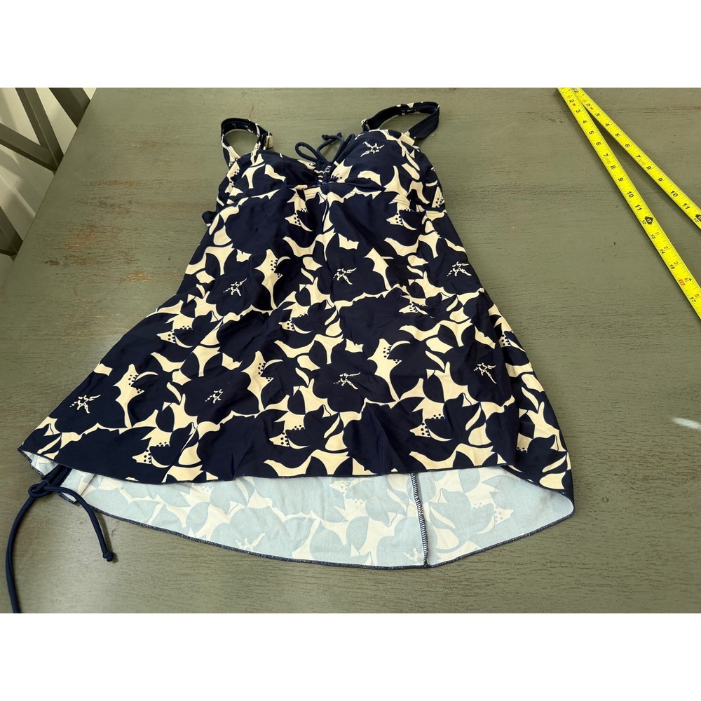 Hilor Navy Blue Floral Tankini Swim Top Underwire Plus Size 20 Adjustable Straps